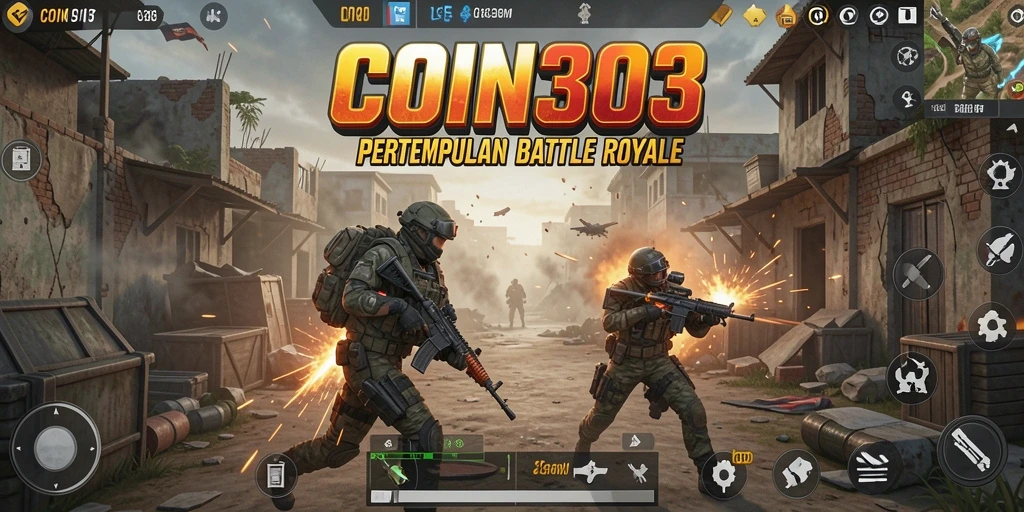 Screenshot COIN303 menampilkan aksi intens gameplay Battle Royale.