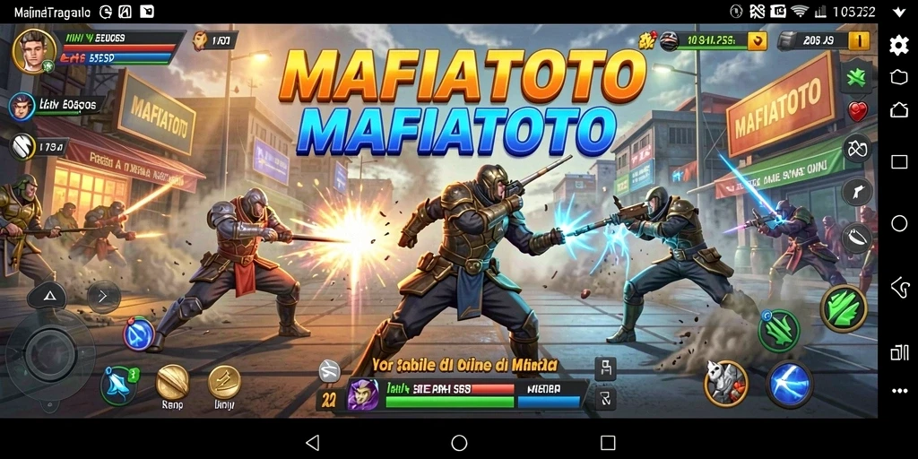 Gameplay MAFIATOTO yang seru dengan aksi pertarungan yang mendebarkan.