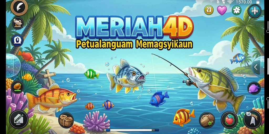 Screenshot gameplay MERIAH4D menampilkan momen menangkap ikan yang mendebarkan.