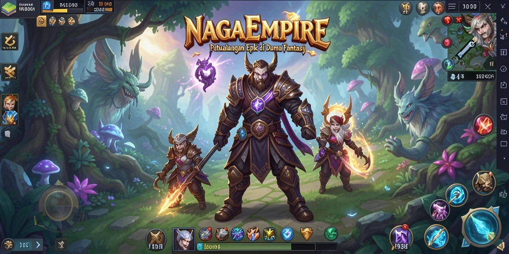 Screenshot gameplay <strong>NAGAEMPIRE</strong> menampilkan aksi pertarungan seru di dunia fantasi.
