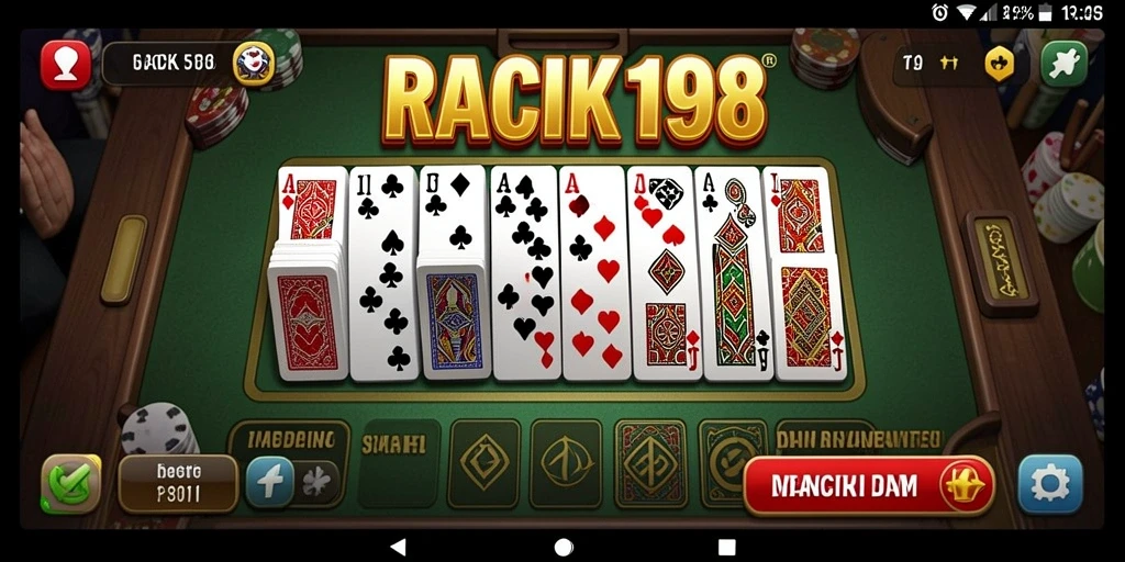 Tampilan gameplay menarik dari RACIK198 dengan suasana domino yang menggembirakan.
