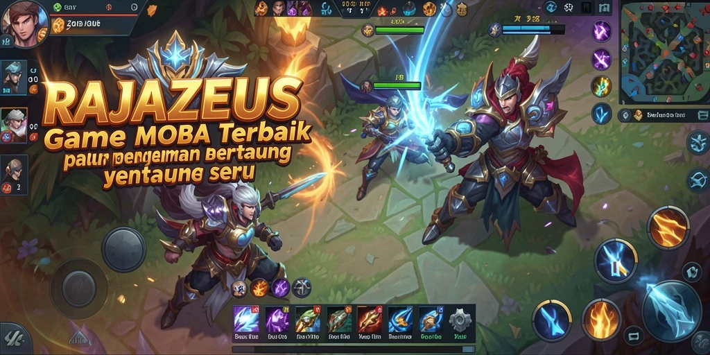 Tampilan gameplay seru di RAJAZEUS yang menunjukkan aksi pertarungan antar karakter.