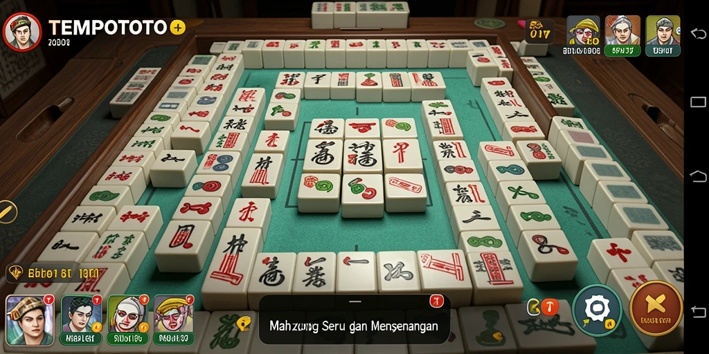 Tangkapan layar TEMPOTOTO menunjukkan gameplay Mahjong yang mengasyikkan.